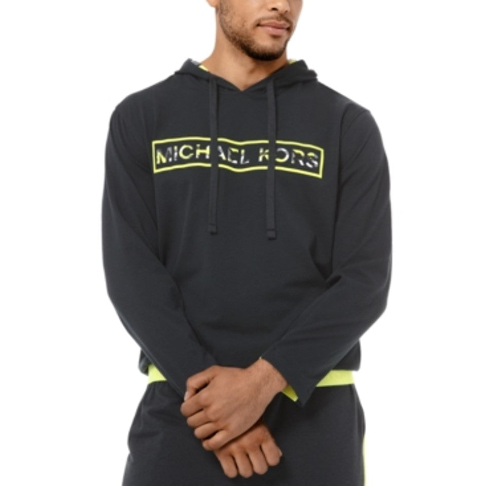 Moletom com capuz masculino Michael Kors com logotipo escovado, preto, tamanho M