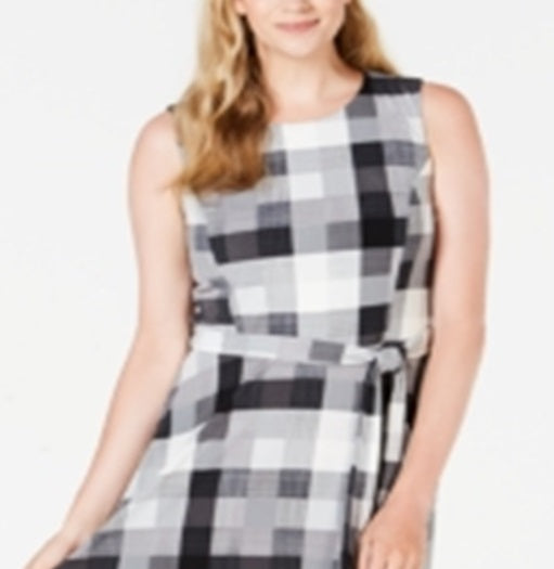 Vestido feminino xadrez MIDI Charter Club, preto, tamanho pequeno G