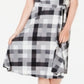 Vestido feminino xadrez MIDI Charter Club, preto, tamanho pequeno G