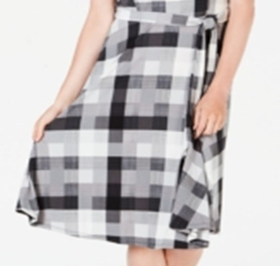 Vestido feminino xadrez MIDI Charter Club, preto, tamanho pequeno G