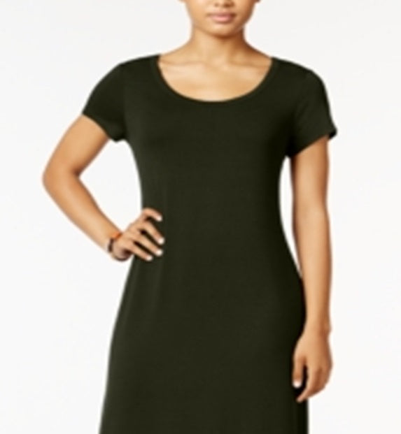 Vestido longo feminino de manga curta Style &amp; Co, verde, tamanho M