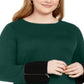 Suéter longo feminino Alfani Plus Colorblock verde tamanho 1X