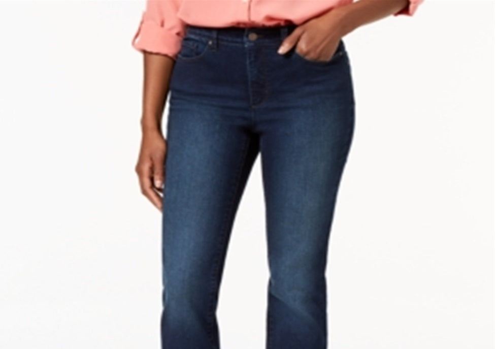 Calça jeans feminina Charter Club Petite Lexington de perna reta, azul, tamanho 10 P