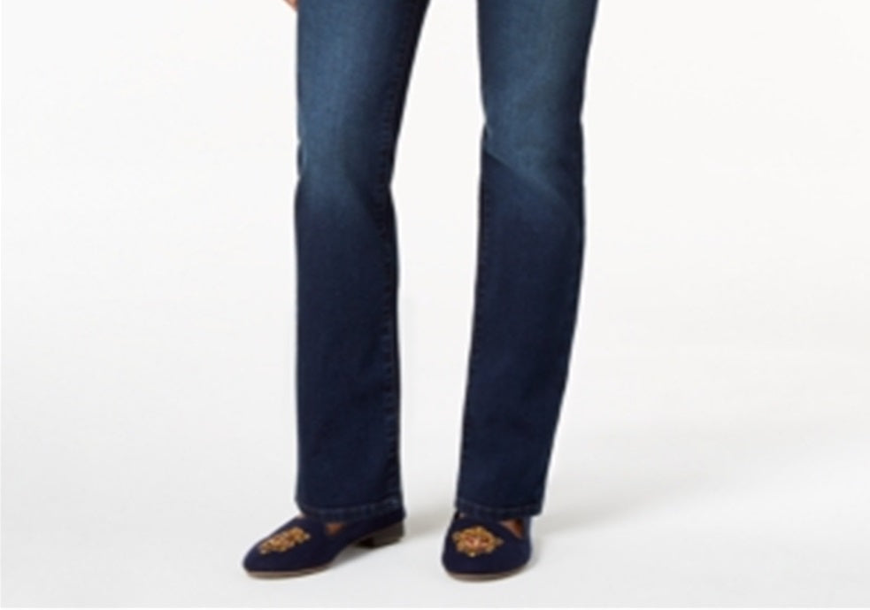 Calça jeans feminina Charter Club Petite Lexington de perna reta, azul, tamanho 10 P