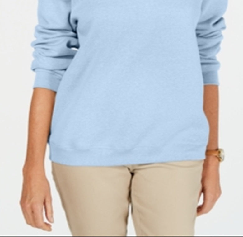 Karen Scott Moletom Feminino Petite Crewneck Fleece Azul Tamanho PXS