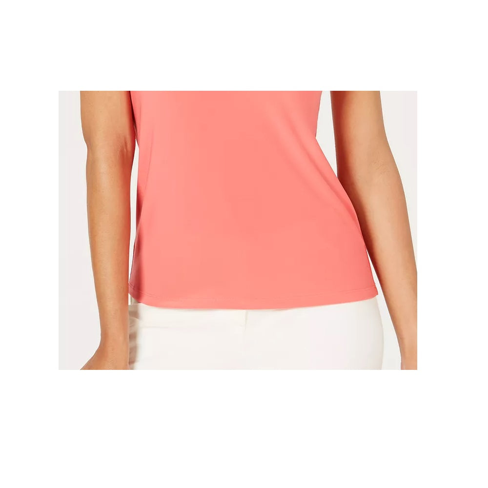 Blusa feminina Anne Klein sem mangas, plissada, decote em V, Cape Cod, tamanho XXL