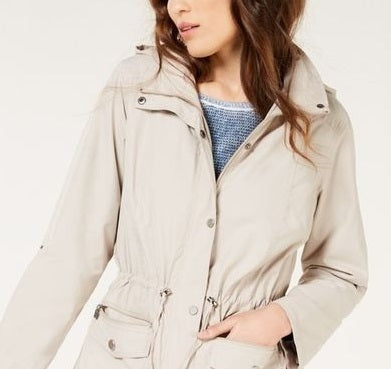 Jaqueta anoraque feminina com capuz Style &amp; Co, branca, tamanho XL