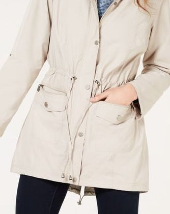 Jaqueta anoraque feminina com capuz Style &amp; Co, branca, tamanho XL