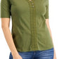 Karen Scott Top Henley Feminino Crochê com Acabamento Verde Tamanho GG