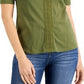 Karen Scott Top Henley Feminino Crochê com Acabamento Verde Tamanho GG