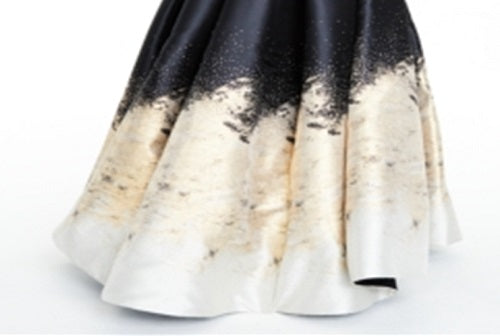 Vestido de mikado metálico de um ombro só da Glamour by Terani Junior, preto, tamanho 4