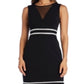 Vestido longo formal com decote ilusão e cintura baixa, sem mangas, R&amp;M Richards, feminino, tamanho 10, preto
