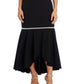 Vestido longo formal com decote ilusão e cintura baixa, sem mangas, R&amp;M Richards, feminino, tamanho 10, preto