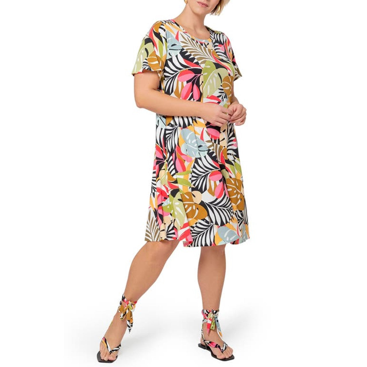 Vestido estampado Leota Maci em Ppbm Paradise Pop Preto Multi