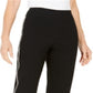 Calça Capri Feminina JM Collection Petite Diamonte Listrada Lateral Preta Tamanho Petite M