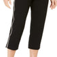 Calça Capri Feminina JM Collection Petite Diamonte Listrada Lateral Preta Tamanho Petite M