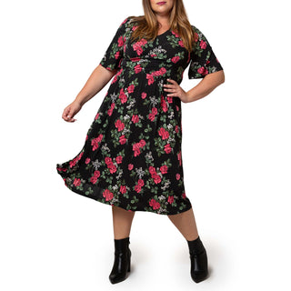 Vestido Zoe de manga curta feminino Leota em Ruby Rose (Curve) preto