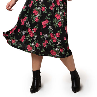 Vestido Zoe de manga curta feminino Leota em Ruby Rose (Curve) preto