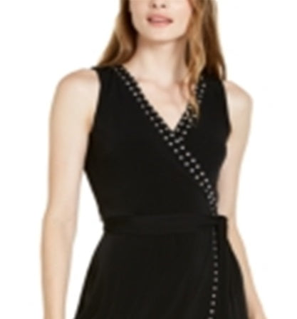 Vestido envelope feminino INC International Concepts com acabamento falso e tachas, preto, tamanho pequeno P