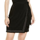 Vestido envelope feminino INC International Concepts com acabamento falso e tachas, preto, tamanho pequeno P