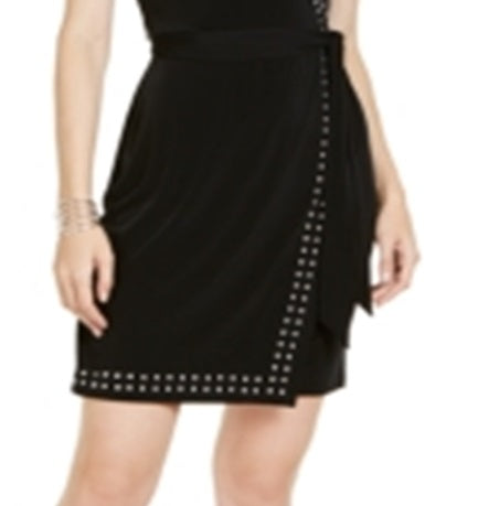 Vestido envelope feminino INC International Concepts com acabamento falso e tachas, preto, tamanho pequeno P