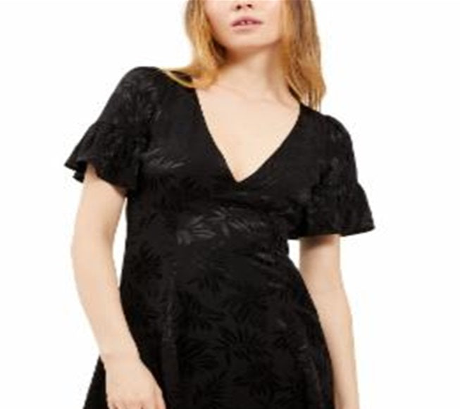 Vestido feminino Michael Kors de cetim com ajuste evasê, preto, tamanho pequeno e pequeno