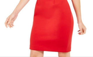 Vestido Calvin Klein Feminino Manga Curta Acima do Joelho Vermelho Tamanho 14