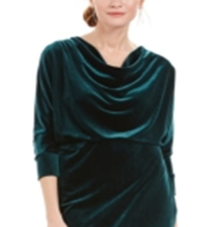 Vestido feminino Jessica Howard com manga 3/4 e comprimento até o joelho, verde, tamanho 14, pequeno