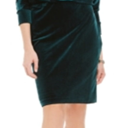 Vestido feminino Jessica Howard com manga 3/4 e comprimento até o joelho, verde, tamanho 14, pequeno