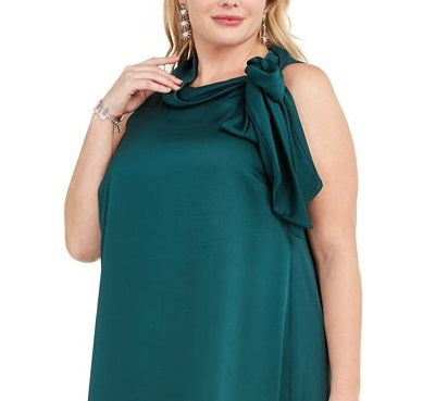 Robbie Bee Vestido de festa feminino sem mangas, estilo flare, verde, tamanho 10, pequeno