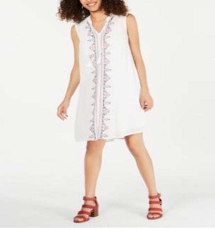 Vestido feminino bordado com borla e gravata estilo &amp; co, branco, tamanho GG