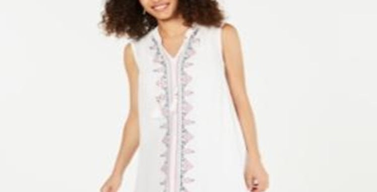 Vestido feminino bordado com borla e gravata estilo &amp; co, branco, tamanho GG
