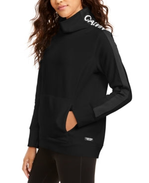 Calvin Klein Moletom Feminino Performance Fleece Gola Moletom Preto Tamanho Grande