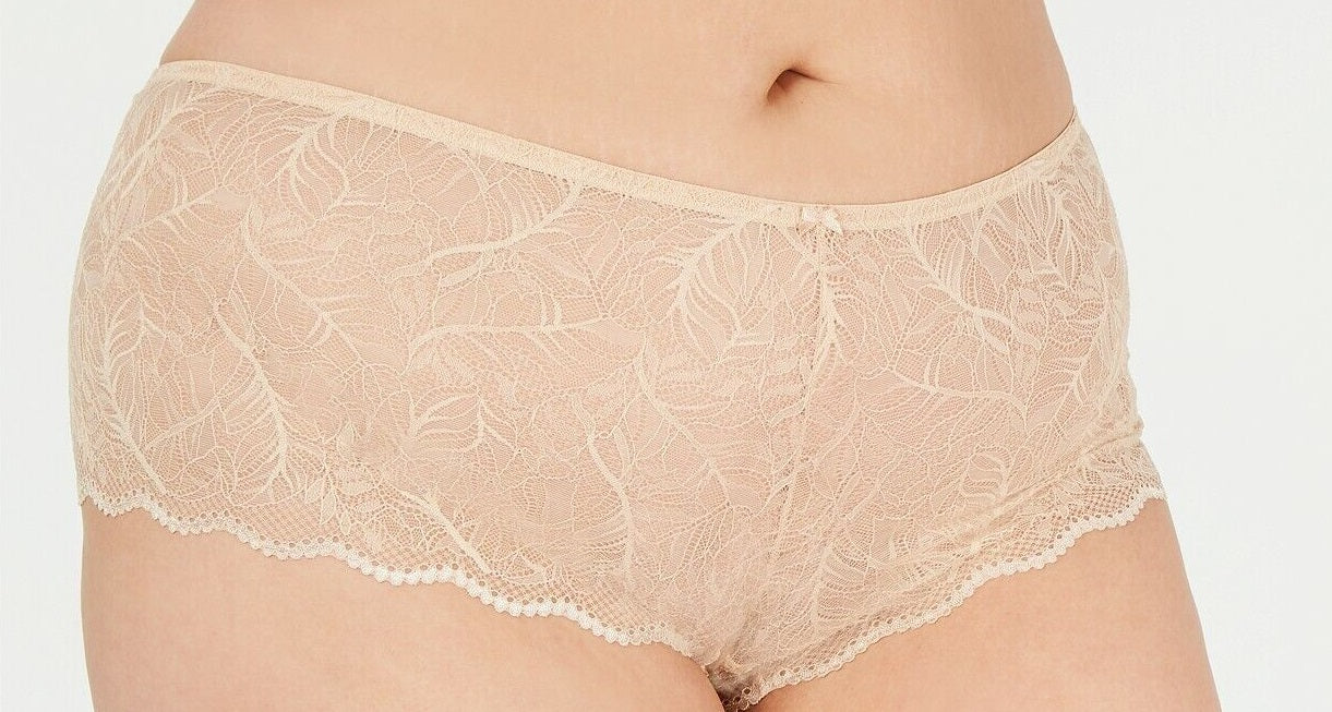 INC International Concepts Short Feminino de Renda Sólida e Elástica para Uso Diário Marrom Tamanho 1X