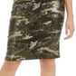 Saia feminina com estampa camuflada e lantejoulas Bar III, preta, tamanho 2XS