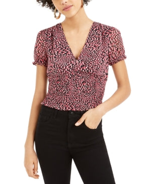 Top curto peplum estampado feminino Bar Bar III, preto, tamanho M
