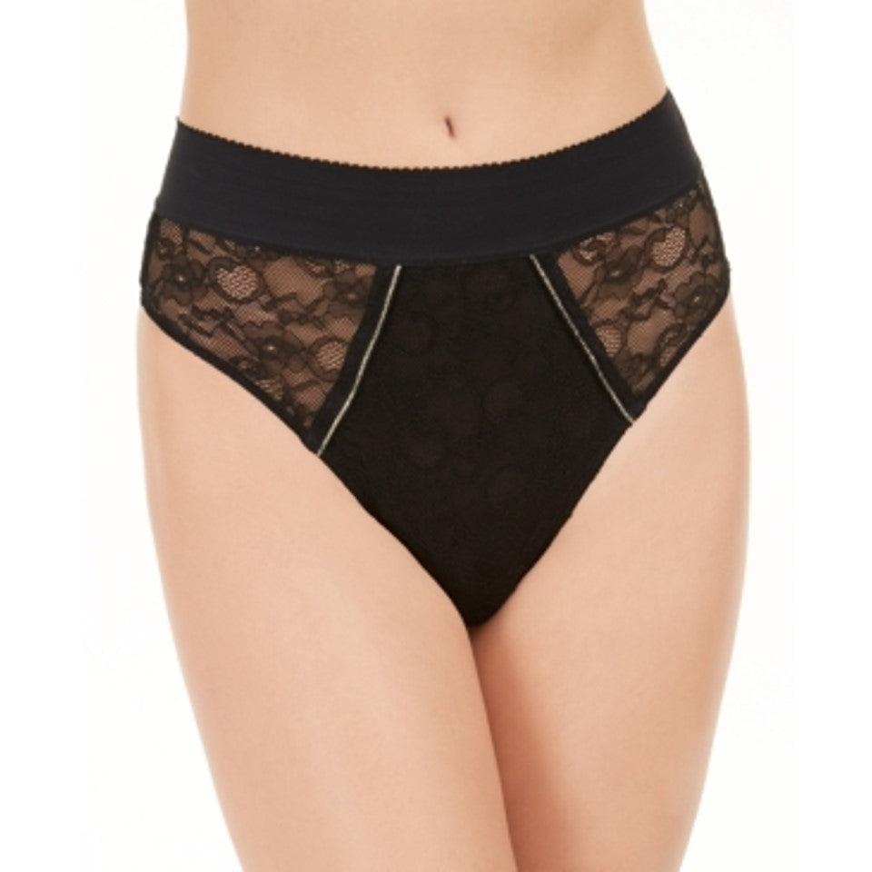 INC International Concepts Tanga feminina de renda com cintura alta, preta, tamanho GG