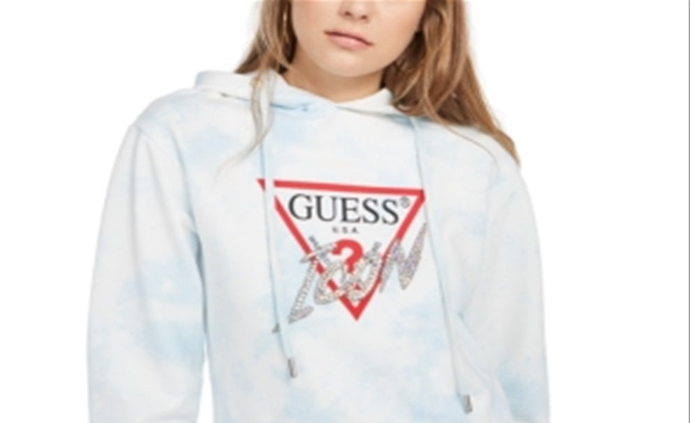 Guess Moletom Feminino com Estampa de Ícone e Tintura Azul Tamanho Médio