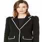 Ralph Lauren Blazer Feminino de Algodão com Acabamento em Mistura, Preto, Tamanho Pequeno