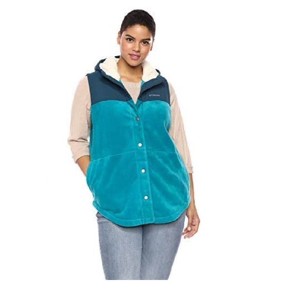 Columbia Benton Springs Fleece Overlay Colete Feminino Azul Tamanho Pequeno