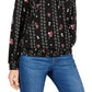 Blusa smocked estampada feminina Style &amp; Co., preta, tamanho P