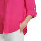 Blusa feminina DKNY com mangas e carcela oculta, rosa, tamanho extragrande