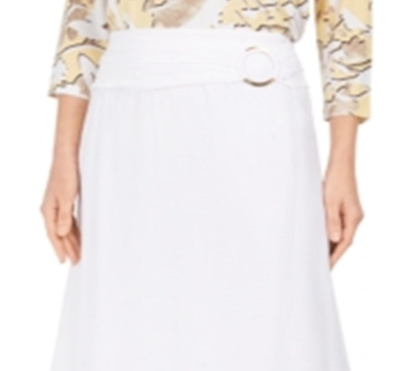 Saia feminina de gaze com argola O da coleção JM, branca, tamanho pequeno