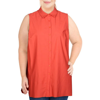Blusa feminina Alfani com botões e sem mangas, laranja, tamanho grande