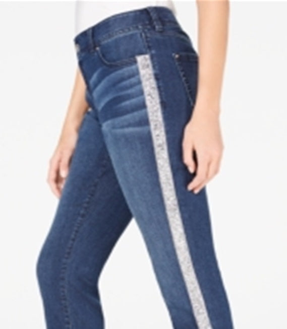 Calça jeans skinny listrada feminina INC International Concepts, azul, tamanho 2, pequena