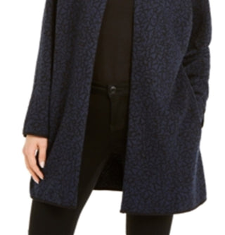 Jaqueta feminina Alfani com jacquard aberto na frente, preta, tamanho pequeno e pequeno