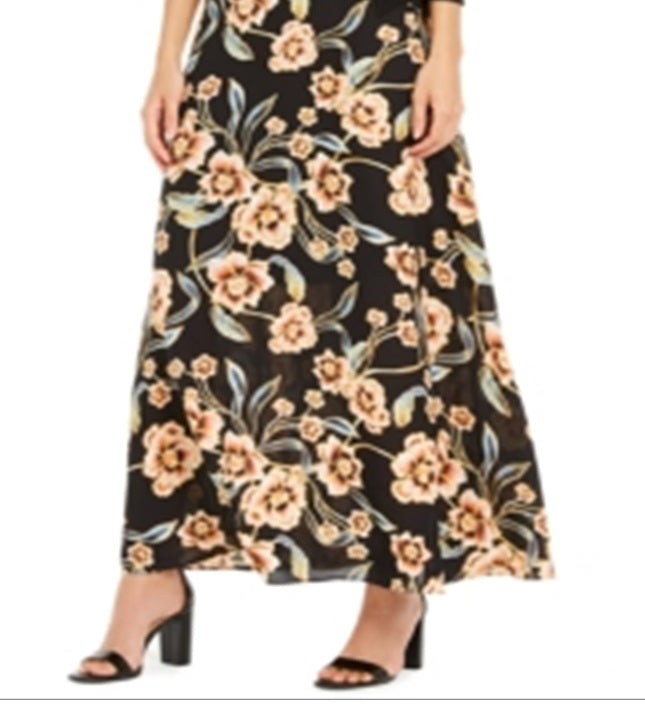 Vestido feminino com saia estampada e amarração lateral, preto, tamanho 16, da INC International Concepts