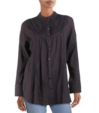 Túnica feminina estilo boho com botões Free People, azul, tamanho médio