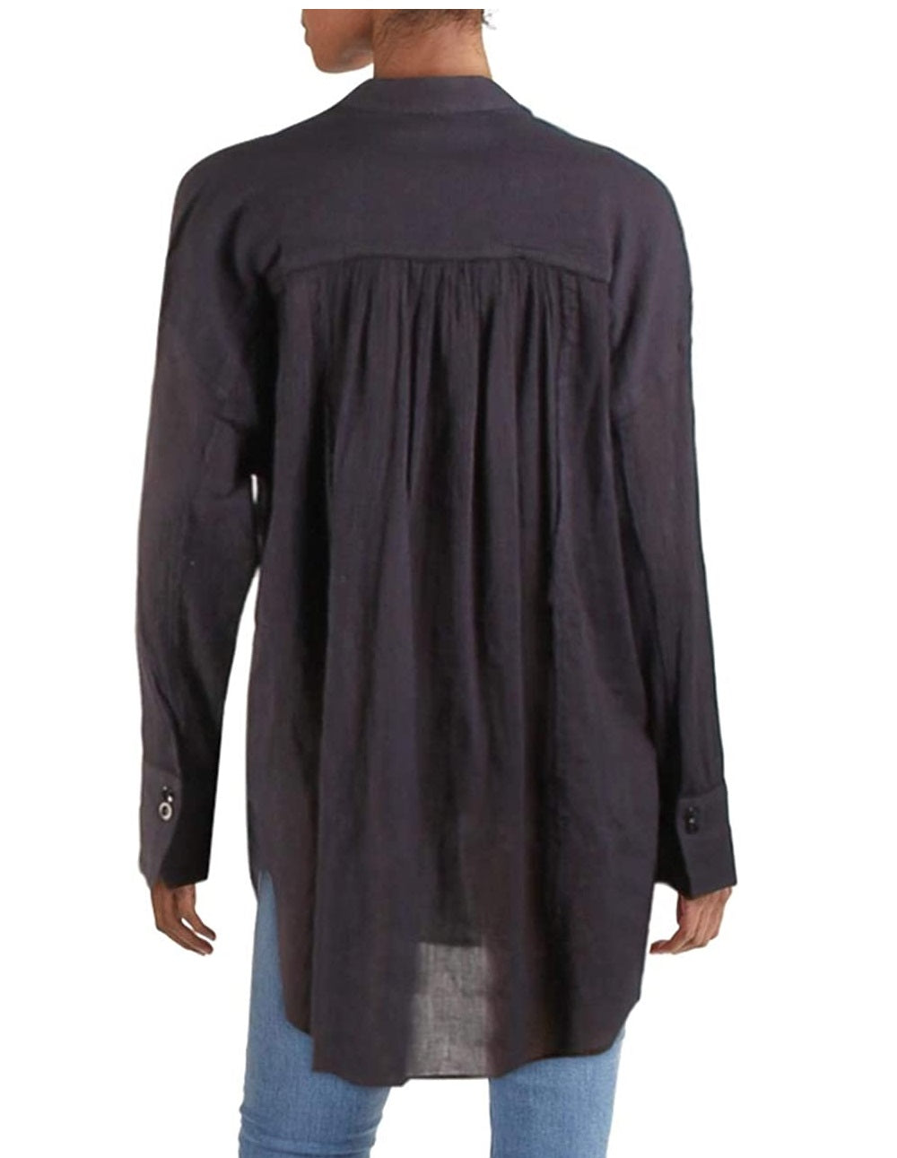 Túnica feminina estilo boho com botões Free People, azul, tamanho médio