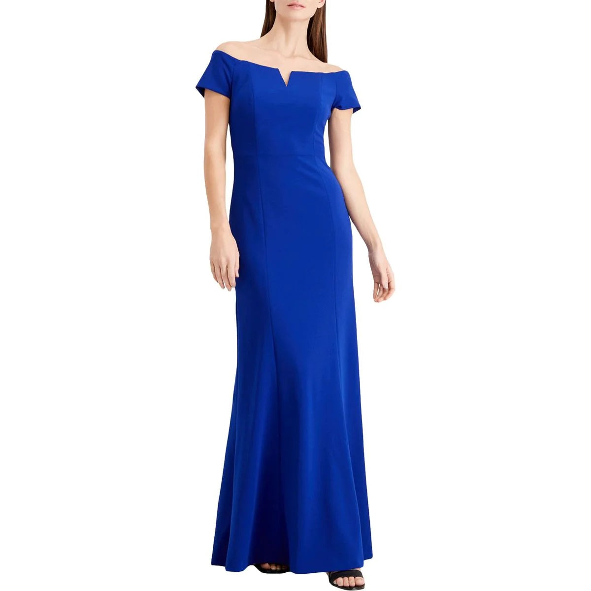 calvin-klein-womens-zippered-solid-short-sleeve-off-shoulder-full-length-fit-flare-evening-dress-blue-size-4